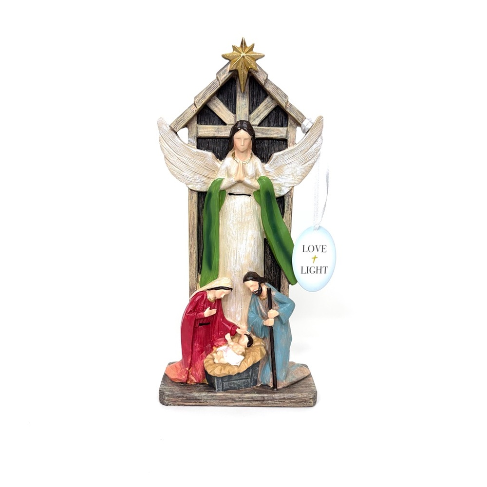 Love & Light Angel Nativity Scene Painted Resin New Nwt Religious Christmas